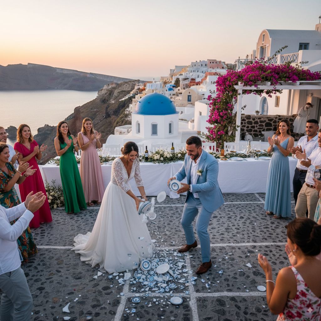 Por qué en Grecia se rompen platos en las bodas