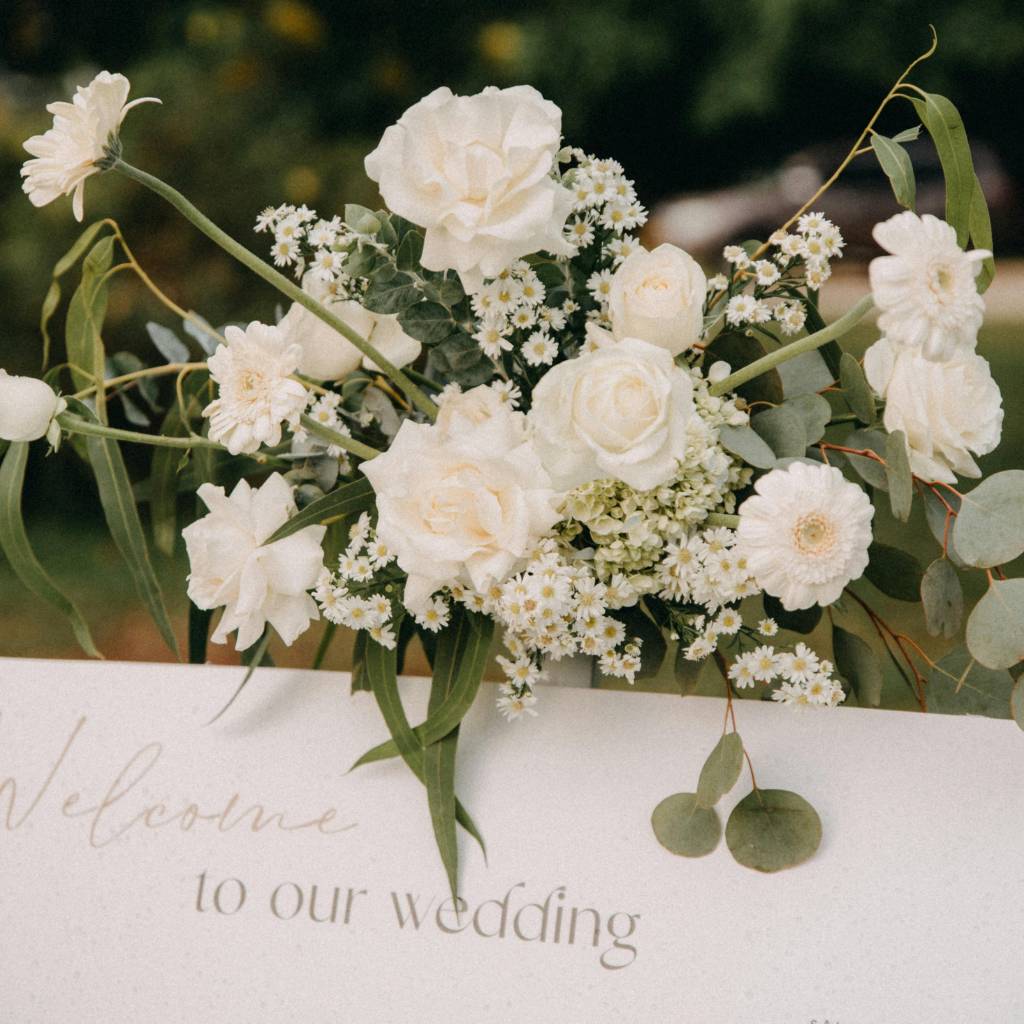 Flor con texto bonito de boda